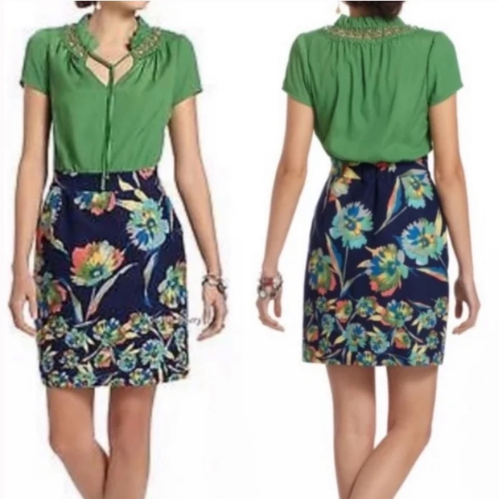 Tabitha Green Top with Navy Floral Skirt Dress